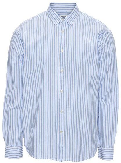 KnowledgeCotton Apparel Elder Regular Narrow Stripes Shirt - VEGAN - Blue Fog
