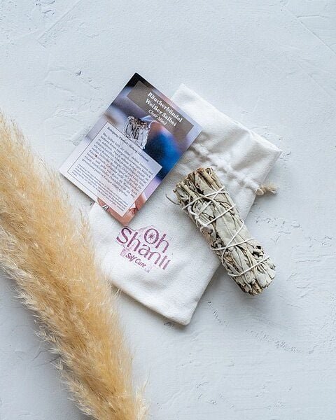 Oh Shanti CLEAR MIND Räucherbündel Weißer Salbei in Baumwollbeutel inkl. Affirmationskarte