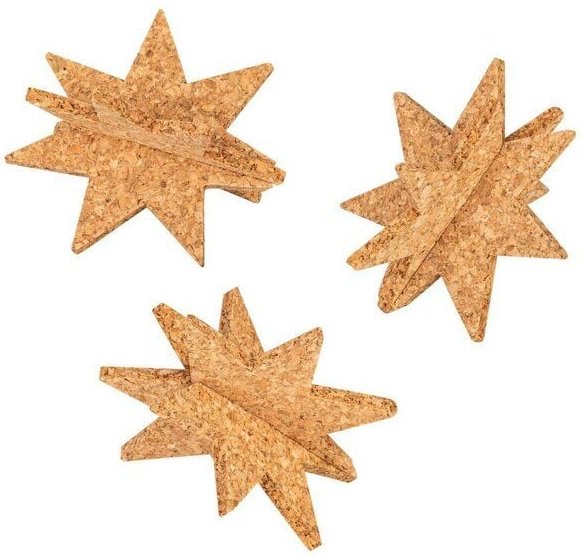 Kork-Deko 3 Korksterne – nachhaltige Weihnachtsdeko aus Naturkork zum Basteln & Dekorieren