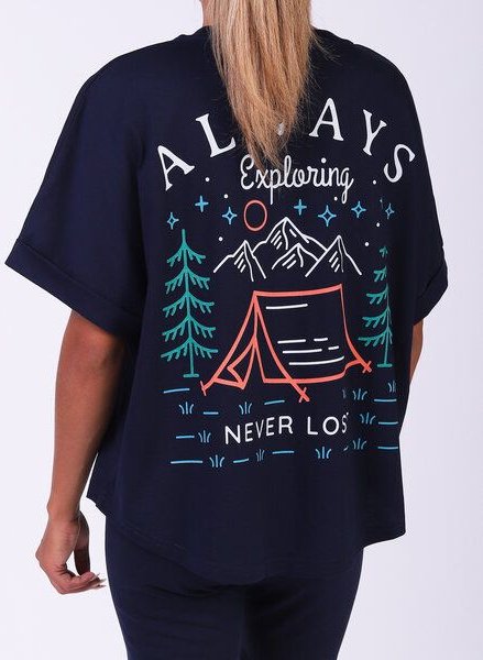 watapparel Oversize T-Shirt Frauen Always exploring never lost