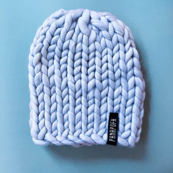 PANAPUFA Handgestrickte Chunky Beanie – 100 % Merinowolle