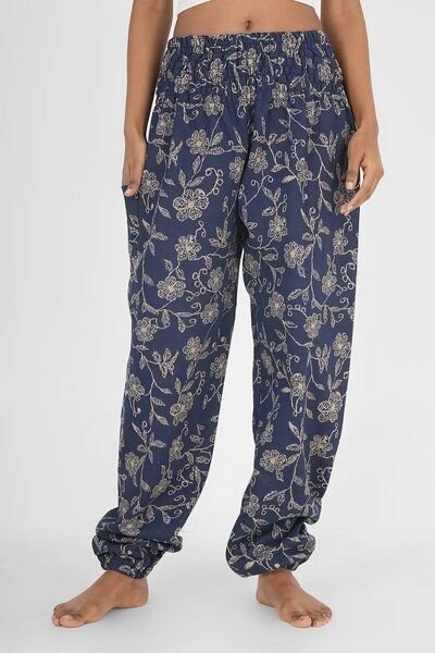paigh Warme Loungewear Haremshose Tiefblaue Wildblume