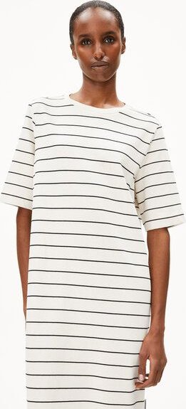 ARMEDANGELS XELINAA FINE STRIPE Damen Heavyweight Jerseykleid aus recyceltem Baumwoll Mix