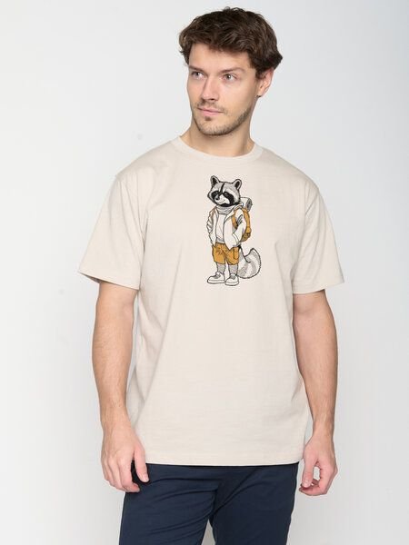 GREENBOMB Animal Raccoon Hike Fusion - Lässiges T-Shirt aus Bio-Baumwolle / hochwertiger Print / GOTS / Fair & Vegan