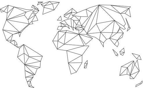 Photocircle Poster / Leinwandbild - Geometrical World Map White