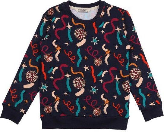 Cotokids Kinder Sweatshirt GOTS zertifiziert, Bio-Baumwolle, dunkel, Party-Muster, weich, bequemer Schnitt – Walkiddy