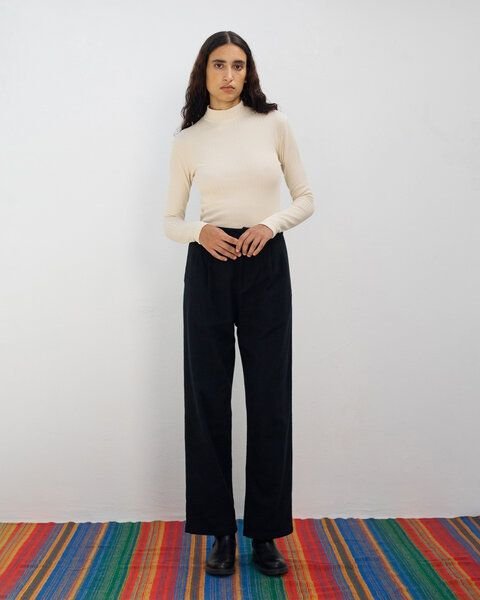 Rotholz Schweres Mockneck Longsleeve aus Bio Baumwolle