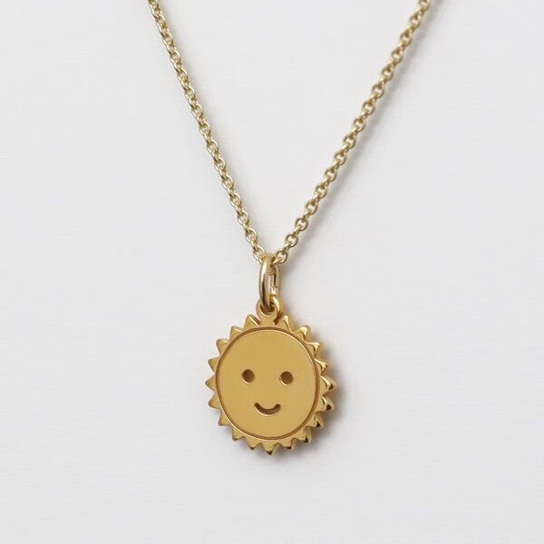 BELLYBIRD Jewellery Kinderkette - kleine lachende Sonne, Anhänger/ Silber/ Silber vergoldet