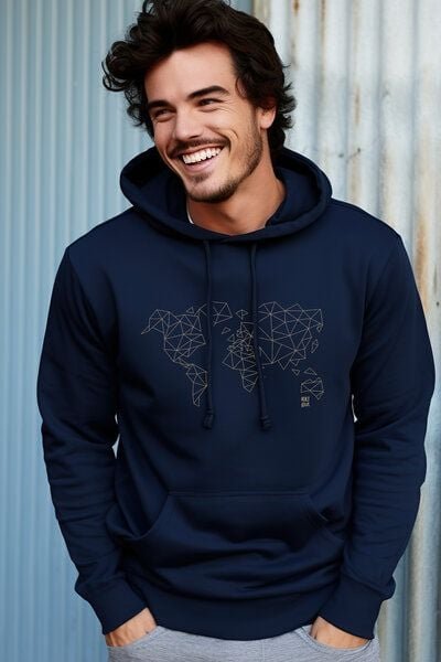 Kultgut Biofair - Gemütlicher, flauschiger Hoodie /Worldmap