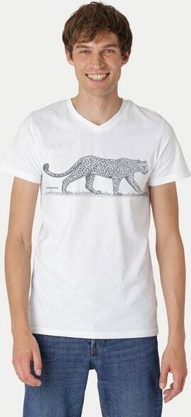 Peaces.bio - handbedruckte Biomode Bio-Herren-T-Shirt V-Neck Leopard