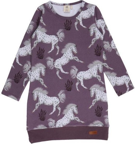 Mädchenkleid „Schimmel Horses“ Lila aus GOTS-zertifizierter Bio-Baumwolle – Walkiddy