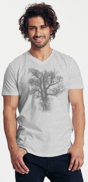 Peaces.bio - handbedruckte Biomode Bio-Herren-T-Shirt V-Neck Chestnut