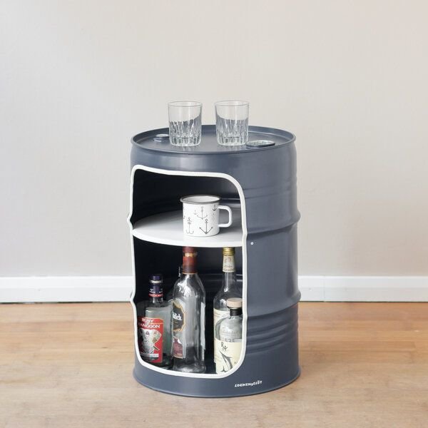 Thumbnail - Lockengelöt Minibar aus einem kleinen Ölfass Hamburger Ölfass, made in Hamburg.