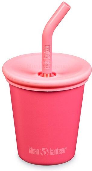Klean Kanteen Edelstahl Trinkbecher Kid's Cup 296 ml mit Deckel und Trinkhalm