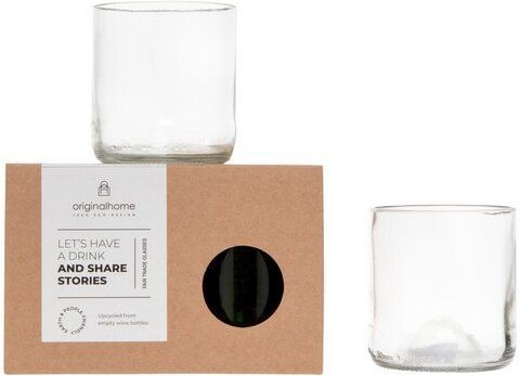 Originalhome Recycelten Trinkgläser S, S/2 – grünes Geschenk, fair gefertigt & spülmaschinenfest.