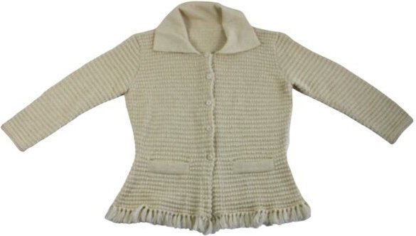 verdonna Jacke aus reiner Babyalpakawolle mit Fransen, handgesponnene Wolle, ungefärbt, Capsula Wardrobe Jacke