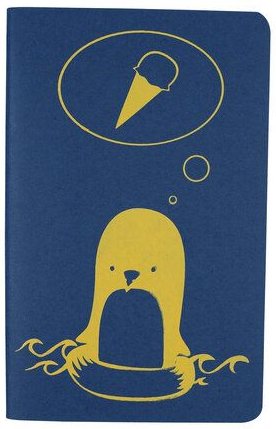 HANDGEDRUCKT A6 "Pinguin" Notizheft, ca. A6 blanko