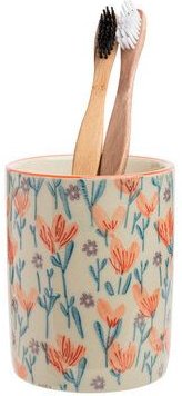 TRANQUILLO Zahnbürstenhalter aus Steinzeug mit verschiedenen Mustern 8 x 11 cm