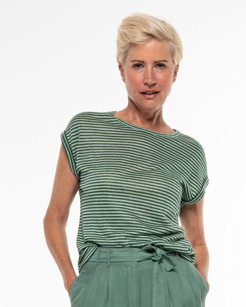 Alma & Lovis Legeres Shirt im Ringellook aus Leinen-Jersey | Leinen Ringel Shirt