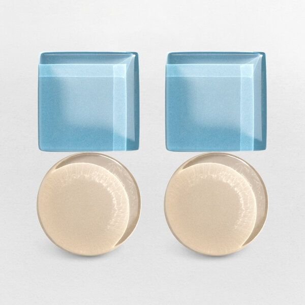 ALEXASCHA Geometrische Statement Ohrringe aus Glas | Bauhaus Design | 16 Farbkombinationen