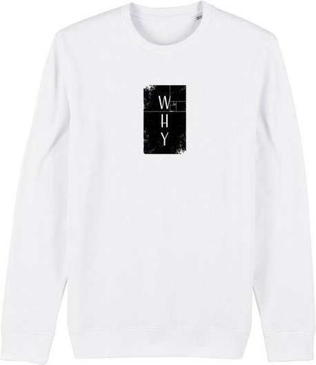 Human Family Bio Unisex Rundhals-Sweatshirt - "Switch - WHY" in Weiss