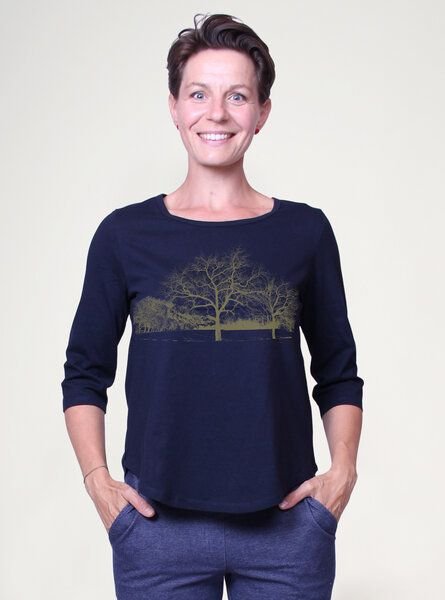 Thumbnail - Peaces.bio - handbedruckte Biomode Dreiviertelarm-Shirt Landscape