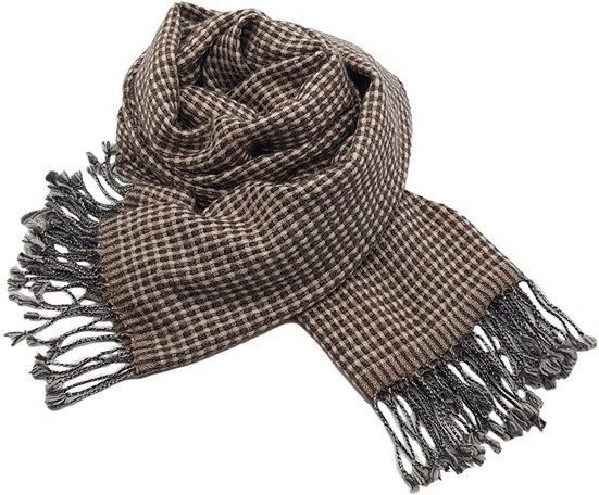 Frida Feeling Wollschal ungefärbt mit kleinen Quadraten