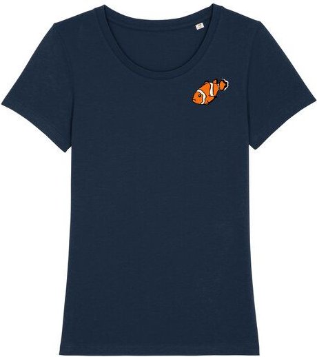 Spangeltangel T-Shirt bedruckt, "Clownfisch", nachhaltig, Biobaumwolle, Brustprint, Damen, Kurzarmshirt, Damenshirt, Fra...