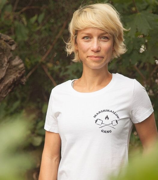 Marshmallow Gang - Brust Motiv - päfjes Fair Wear Frauen T-Shirt - White