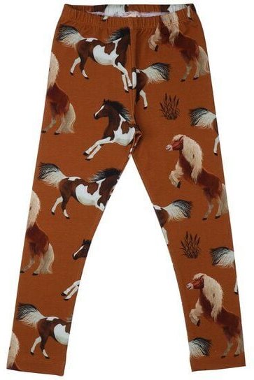 Kinder Leggings Bio-Baumwolle GOTS Joyful Horses braun von Walkiddy – bequeme, dehnbare Lieblingsleggings für Alltag, Ki...