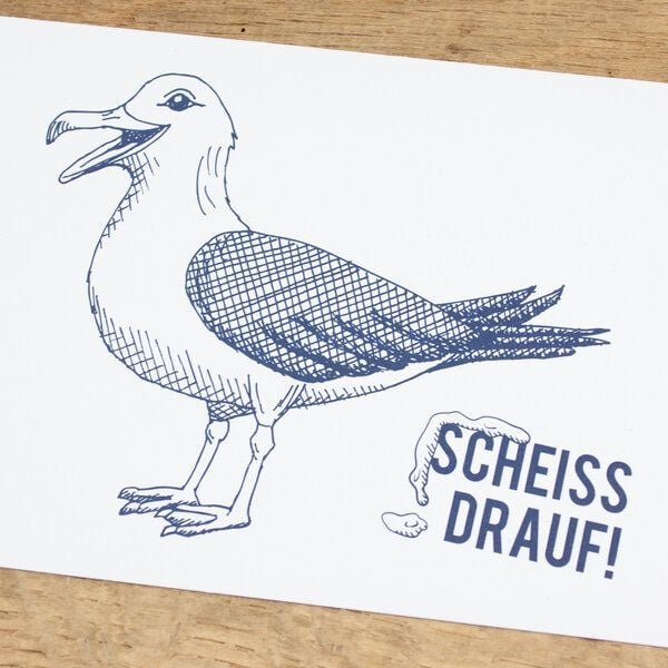 Bow & Hummingbird Maritime Postkarte "Scheiß drauf - Möwe" aus Recyclingpapier