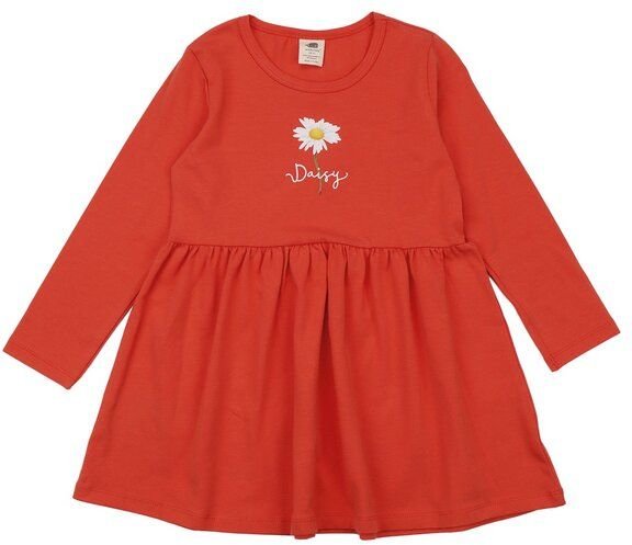 Kinder Langarmkleid GOTS zertifiziert, Bio-Baumwolle, terracotta, „Wild Flowers“, weich & bequem – Walkiddy