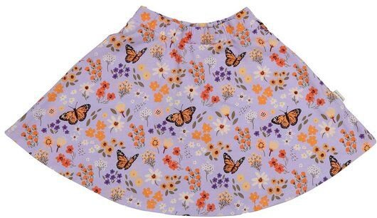 Kinder Rock Bio-Baumwolle GOTS Flowers and Butterflies lila A-Linienrock von Walkiddy, nachhaltig, hautfreundlich, fair ...