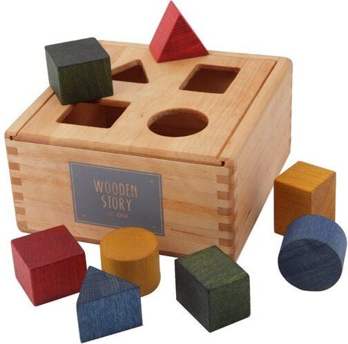 Wooden Story Formen-Sortierbox aus Massivholz für Kinder