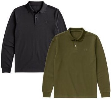 GORG 2er Set Herren Bio-Baumwolle Langarm-Poloshirt