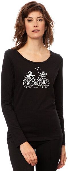 FellHerz Damen Longsleeve Fahrrad-Mädchen black Bio Fair und Vegan