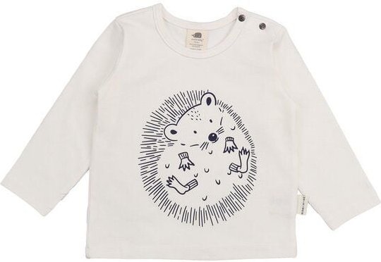 Baby Langarmshirt GOTS zertifiziert, creme, Igel-Print „Tiny Hedgehogs“, weich – Walkiddy