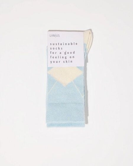 LANIUS Socken mit Rauten aus Bio-Baumwolle und Bio-Schurwolle