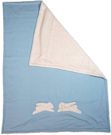 Thumbnail - Pat und Patty Kuschlige Bio-Babydecke "Hasen" hellblau oder flieder