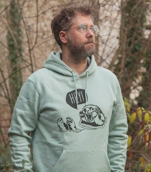 päfjes Hey Oskar Otter - Unisex Fair Wear Hoodie - Aloe