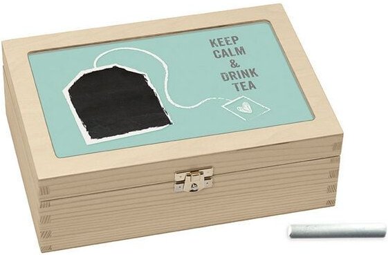 Contento Teebox mit 6 Fächern herausnehmbar mit Kreidetafel