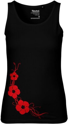 HANDGEDRUCKT Frauen Tank Top "Hibisken" aus 100% Bio Baumwolle (kbA)