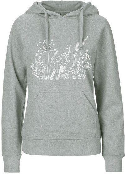 HANDGEDRUCKT "Wilde Wiese" Frauen HOODY aus reiner Biobaumwolle (kbA)