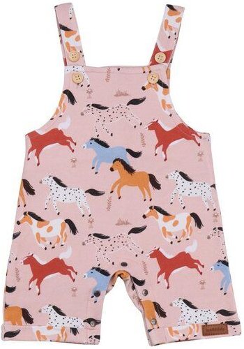 Baby Strampler GOTS-zertifiziert aus Bio-Baumwolle, rosa mit Pferdeprint, ärmellos, leichter Jersey – Walkiddy Baby Hors...