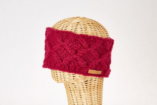 short'n'pietz Schurwollstirnband mit Zopfrautenmuster, handgestrickt