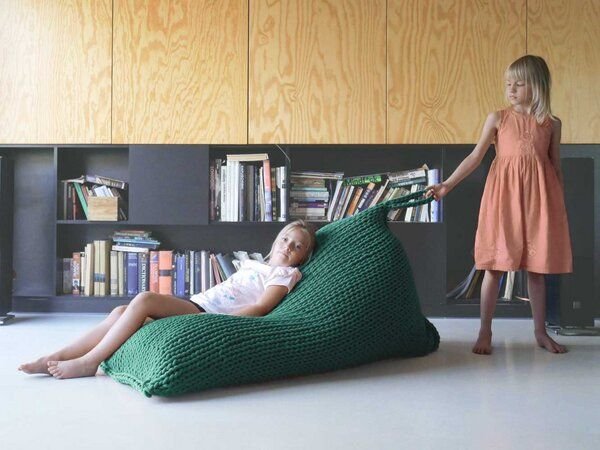 PANAPUFA Riesiger Chunky-Strick Sessel Bean Bag XXL Strick-Sitzsack Handgestrickter