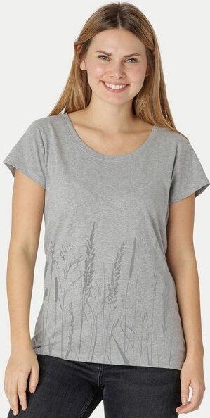 Peaces.bio - handbedruckte Biomode Bio-Damen-Loosefit-T-Shirt Gräservielfalt