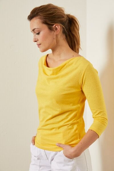 LANIUS Wasserfallshirt aus Hanf mit Bio-Baumwolle