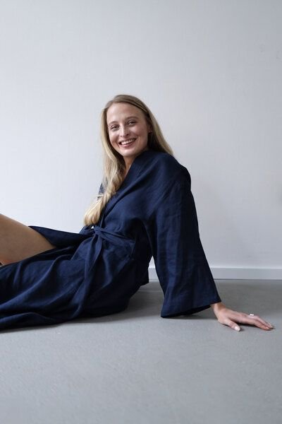 gust. Leinen-Kimono-Kleid - Linen kimono dress Maxi - 100% Bio-Leinen