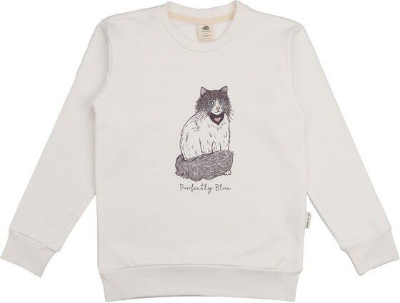 Kinder Sweatshirt – Cremeweiß mit Katzenmotiv, weich & bequem, wärmend, alltagstauglich, gut kombinierbar | Walkiddy